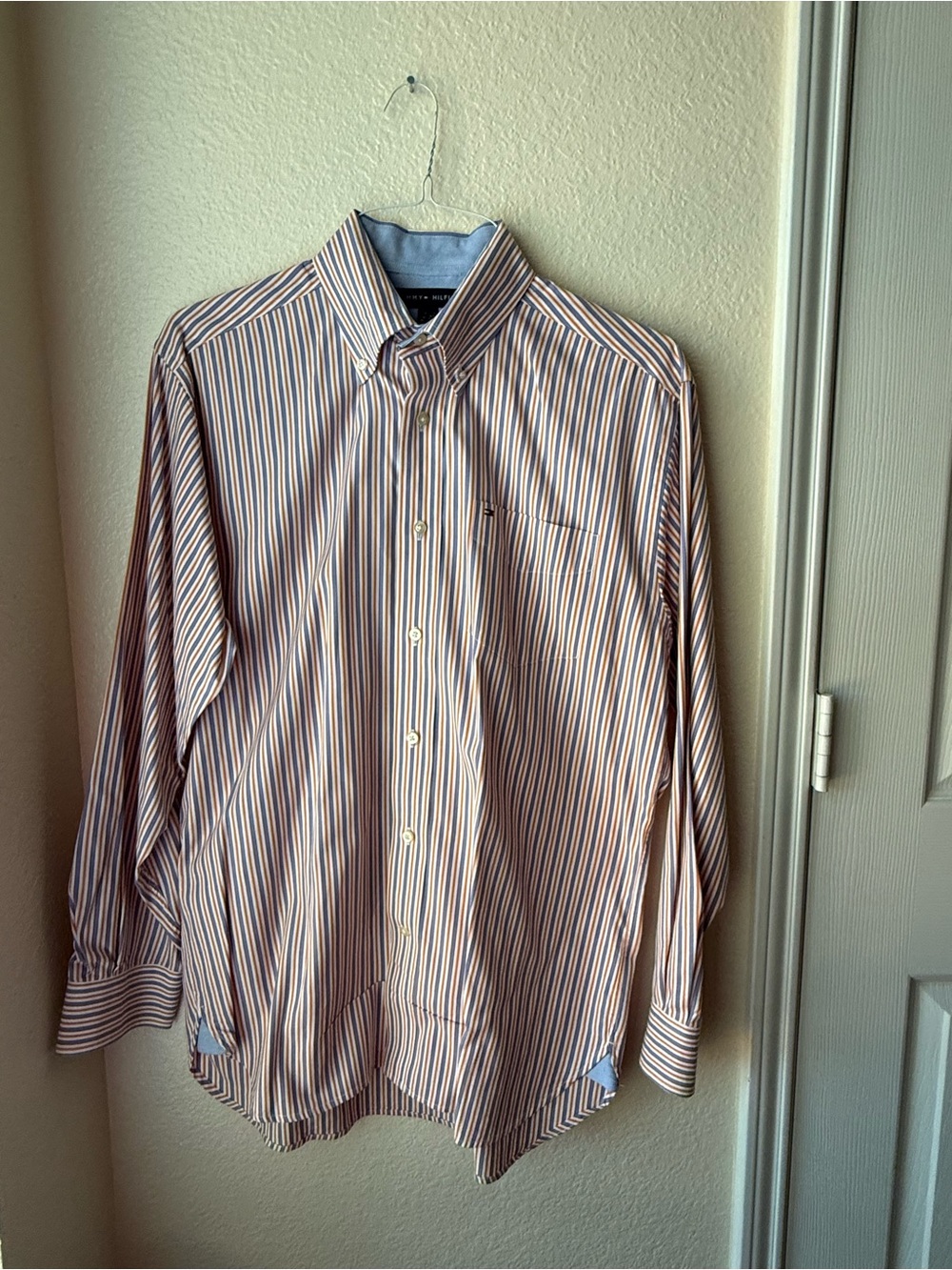Tommy Hilfiger Men's Striped Dress Shirt - Blue & Orange